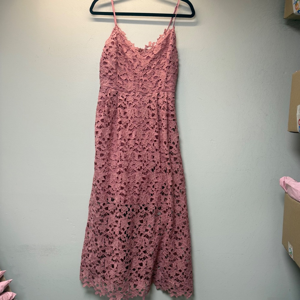 ASTR the Label Midi Dress Womens Large Pink Mauve Excellent Floral Lace ALD42049